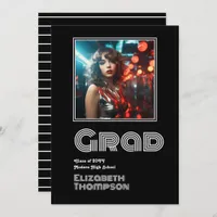 Bold Retro Disco Graduation Photo Announcement