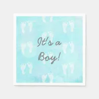 It's a Boy, Baby Footprints Blue Baby Shower Napkins