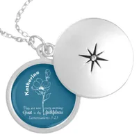 His mercies are new every morning Bible verse Blue Locket Necklace