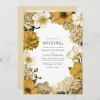 Honeydew Cream, Warm Oat & Dijon Bloom Wedding Invitation