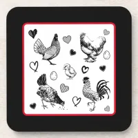 Collage of Cute Chickens Beverage Coaster