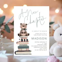 A New Chapter Books Teddy Bear Baby Shower Invitation