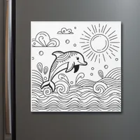 Dolphin in the Waves | Kid's Coloring Page