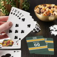 Sports Team Your Name Number Green Gold White Poker Cards