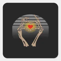 Skeleton Hands Making A Heart Classic Square Sticker