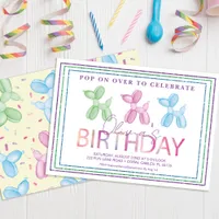 Balloon Dog Pop-On-Over Birthday Invitation