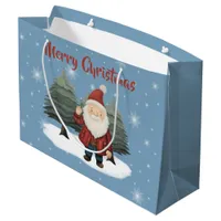 Festive Father Christmas Gnome  Large Gift Bag