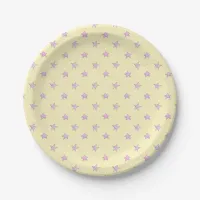 Gender Neutral Baby Shower Purple Yellow Star Cute Paper Plates