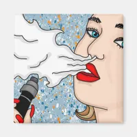 Retro Style Vaping Lady   Magnet