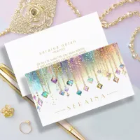 Iridescent Boho Gems on White ID1035 Business Card