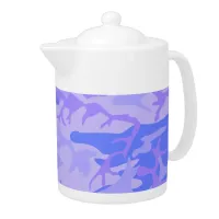 Camouflage Pastel Blue Abstract Pattern Teapot