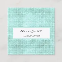 Makeup Artist Aqua Glitter Diamond Sparkle Square Business Card