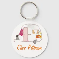 Personalized Retro Art Caravan Owner's Keychains