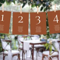 Table Number Names Seating Chart Terracotta Card