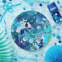 Blue Sea Bubbles Abstract Art  Paper Plates
