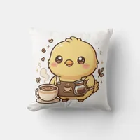 Cute Chick Barista Throw Pillow