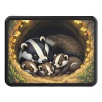 Cute  Badger Family Napping Hitch Cover