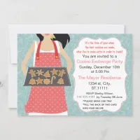 Blue coral Holiday Cookie swap Invite recipe card