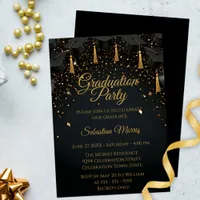 Elegant Black and Gold Graduation Party Invitation