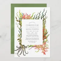 Watercolor Nautical Seaweed Celebration of Life Invitation