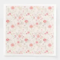 Pastel Pink Red White Flowers Pattern Paper Dinner Napkins