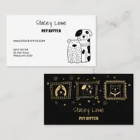 Black And Gold Cute Dogs Pet Sitter | Dog Walker Business Card