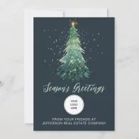 Vintage Christmas Tree Company Logo Business  Holiday Card