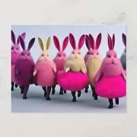 Funny Pink Bunnies AI Generated Art Postcard