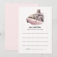 Girls Gone Feral Funny Raccoon Limo Bachelorette Advice Card