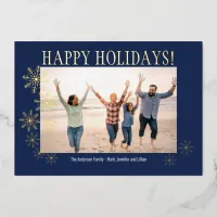 Foil Snowflakes Family Photo Card