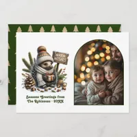 Woodland Hedgehog Cozy Forest Christmas Photo Holiday Card