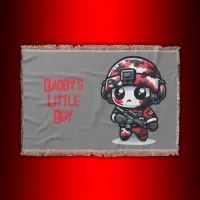 Cute little Camo Guy - Red, Black & White | Throw Blanket