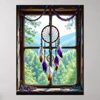 Dreamcatcher in Window | Boho Art Poster