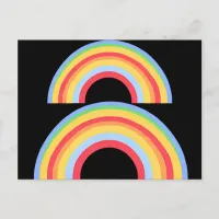 Double Rainbow Abstract Bright Colorful Modern Postcard