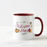 Autumn Vibes Fall Leaves, Pumpkins Acorns Mug