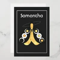 Mystical Celestial Silver and Gold Moth Foil Invitation