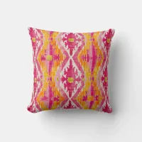 Moroccan Ikat Orange and Pink 16 inch Throw Pillow