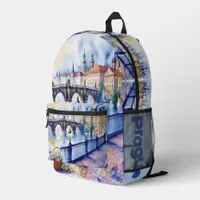 Prague - Czech Republic Watercolor Sketch | Printed Backpack