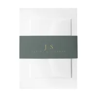 Simple Elegance Wedding Initials Green ID1022 Invitation Belly Band