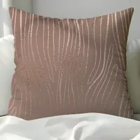 Rose Gold Wood Grain Abstract Luxe Glam Throw Pillow