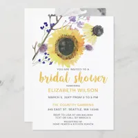 Botanical Watercolor Sunflowers Bridal Shower Invitation