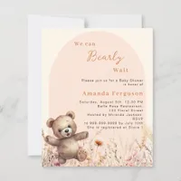 Bearly wait wildflower arch Baby Shower invitation