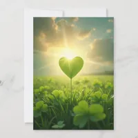 A tender shamrock heart under the evening sky  holiday card