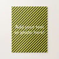 Thin Black and Yellow Diagonal Stripes Jigsaw Puzzle