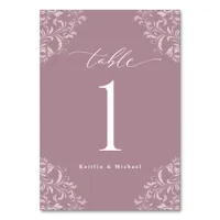 Elegant Mauve Vintage Classic Small Wedding Table Number