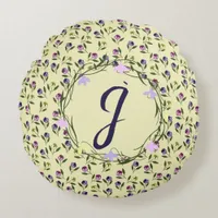 Pretty Pink Purple and Yellow Pansies Round Pillow