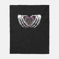 Skeleton Hand Heart Muertos Mexican Day Of Dead Fleece Blanket