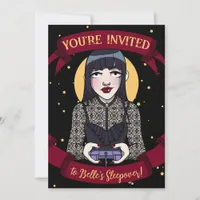 Teen Girl Gothic Gamer Black Red Sleepover Invitation