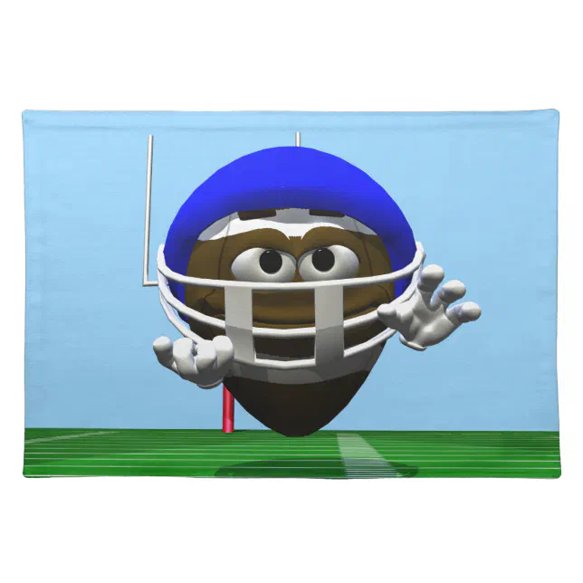 Funny Cartoon Football in a Helmet Placemat