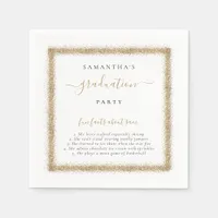 Gold Glitter Fun Facts Name Graduation Party  Napkins